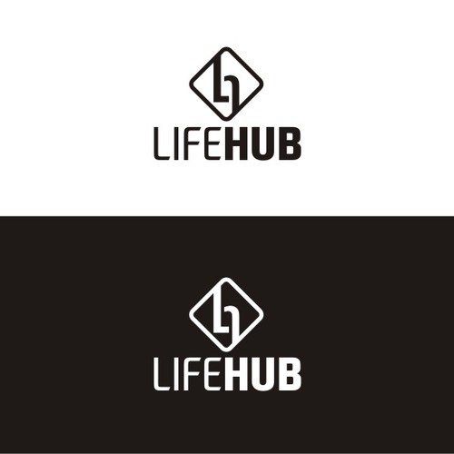 Create a STRONG, BOLD, clean logo for Life Hub that represents unity and progression for our Health and Fitness business