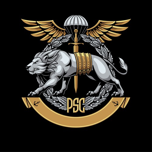 LION MILITARY LOGO IN HAND DRAWN STYLE