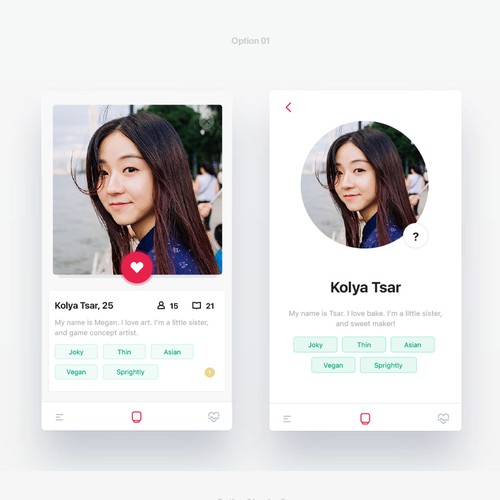 Concept design for dating app