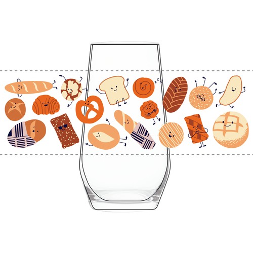 Bakery Themed Illustration for Glass