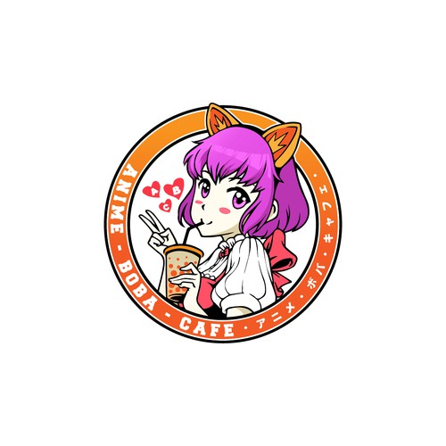 Anime Boba Cafe logo design