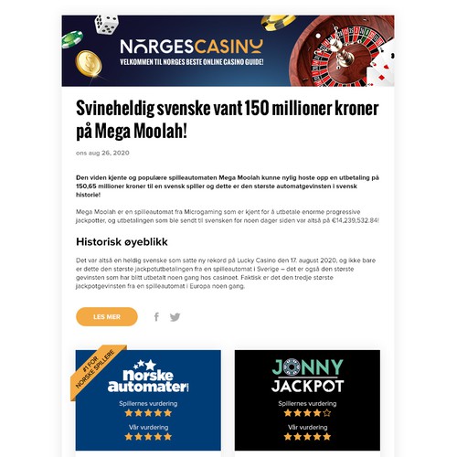 Email design for Norges Casino