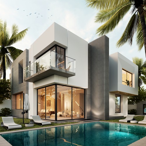 Modern Luxury Villa - Exterior CGI Rendering