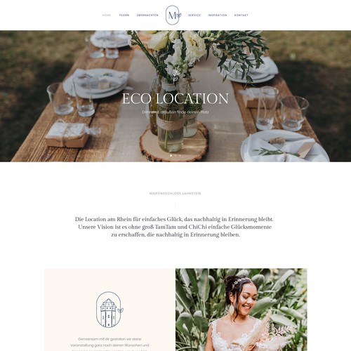 Website concept for an Eco Wedding Location