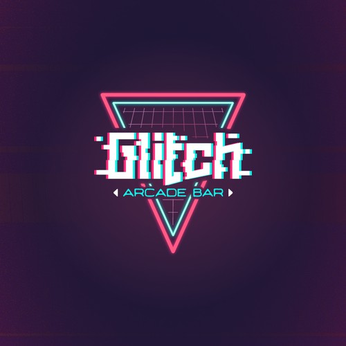 Glitch Arcade Bar logo design concept