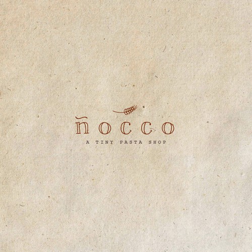 Create a neat logo for ñocco, a rustic handmade-pasta brand