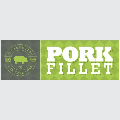 Create a striking top product label for a pork fillet product