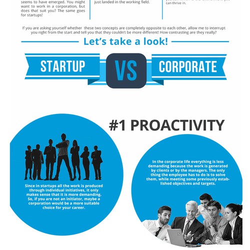 infographic startup or corporate life