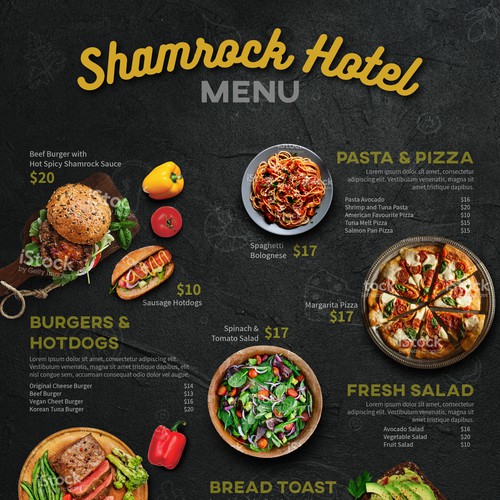 Menu Design for Shamrock Hotel