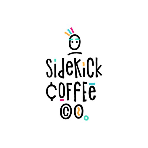 Playful logo concept for Sidekick Coffee Co. cold brewed coffee
