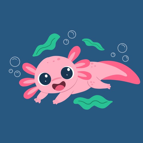 Cute Axolotl Character Design for Kids Merchandise
