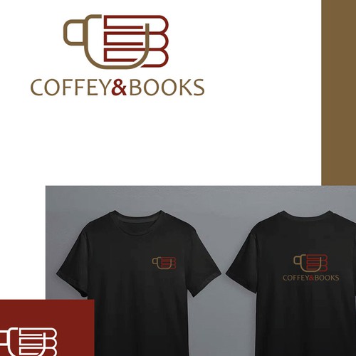 Conceptual logo creative design coffee and books