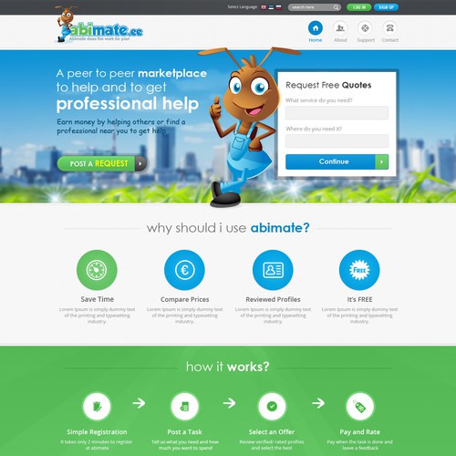 New landing page wanted for Abimate.ee