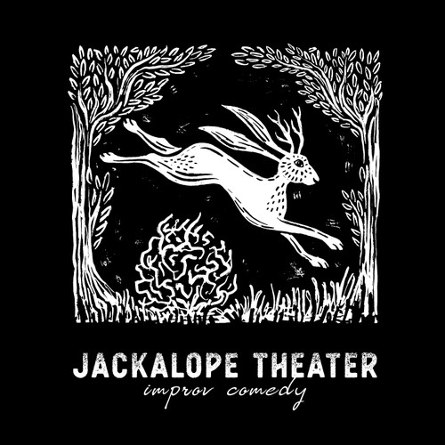 Linocut Jackalope Illustration/ Logo