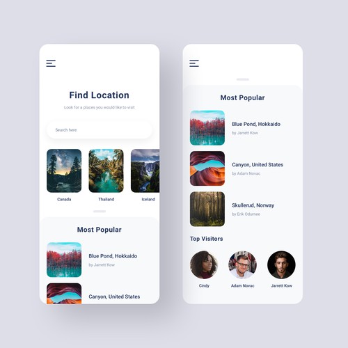 Let's Find a Place - App User Interface