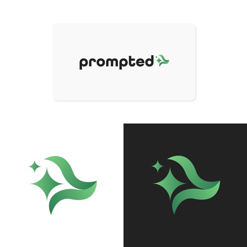 Design a bold, symbolic logo for PROMPTED, an AI-powered wake-up call for the retail + CPG industry
