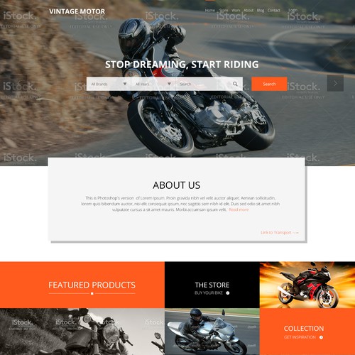 Web page design for VINTAGE MOTORS.