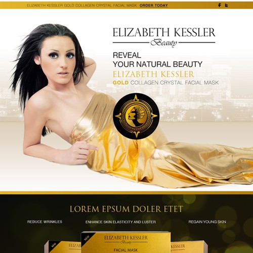 Homepage design for Elizabeth Kessler Gold Anti-Wrinkle Mask