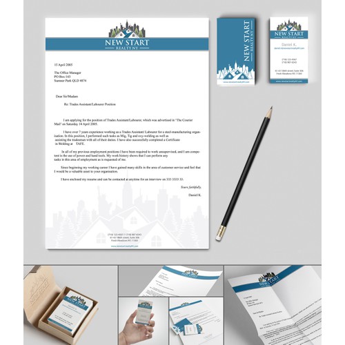 Letterhead and businees card concept for real estate company 