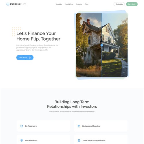 Funding Flips Website | Home page design