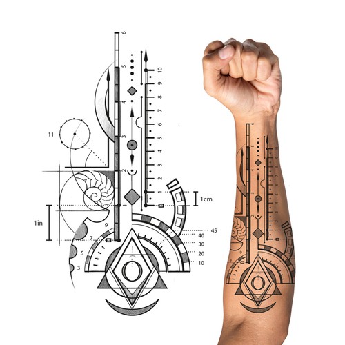 Geometry Ruler Tattoo