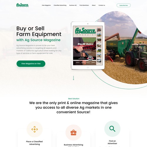 Web Design for AG Source Magazine - Agricolture industry website