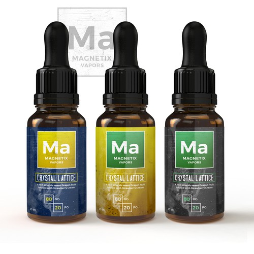 Science-inspired label design for e-liquid bottles