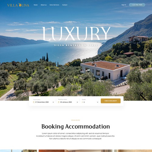  Web design for holiday luxory villa