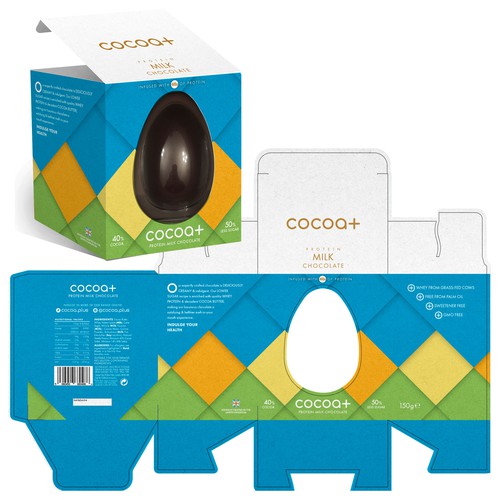Packaging design for protein milk chocolate easter egg