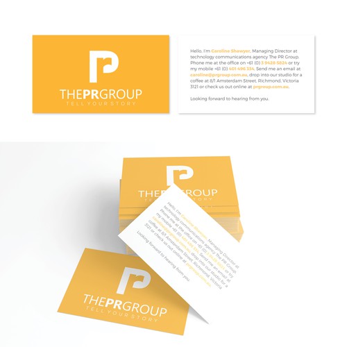 Business card template for The PR Group