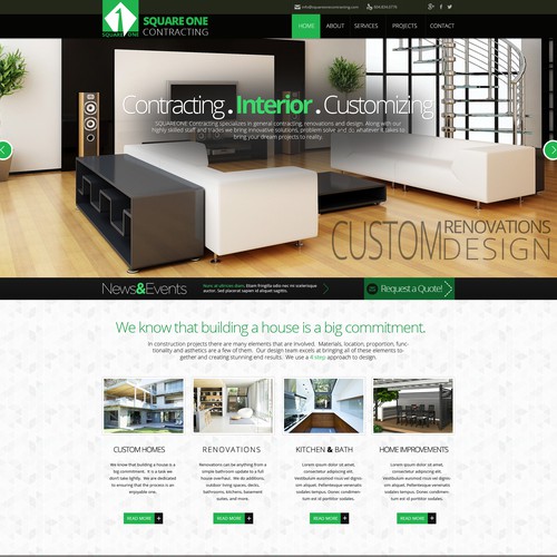 Create the next website design for Square One Contracting (squareonecontracting.ca)