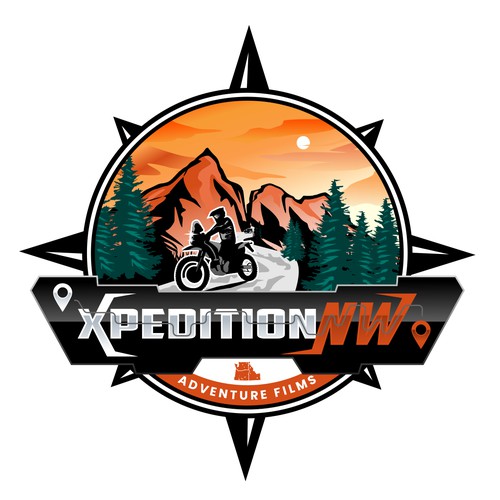 Emblem logo concept for adventure films