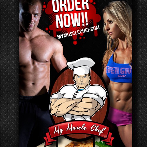 Create an eye catching standing banner for My Muscle Chef