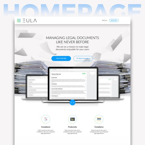 Web app landing page