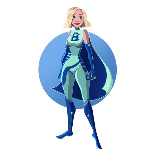 Superhero character design for Biohacker Chick