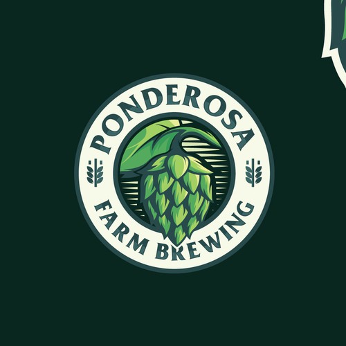 classic but modern logo for Ponderosa Farm Brewing