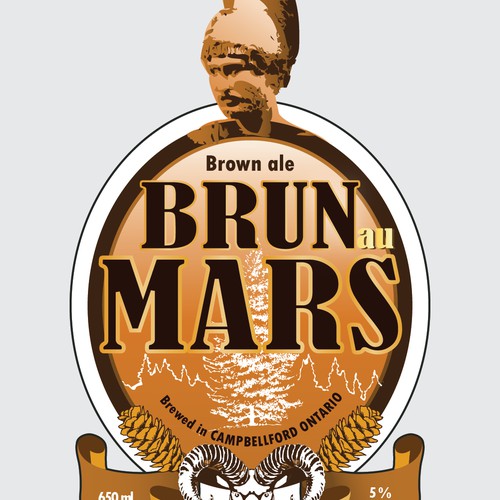 Design a label for Brun Au Mars , brown ale