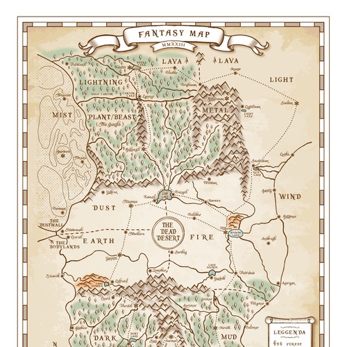 Hand-drawn fantasy map