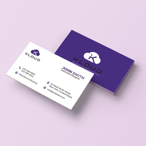 purple white business card