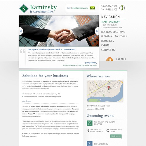 Website re-design/update required for Kaminsky & Associates, Inc. 