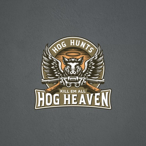 Vintage Emblem Logo for Hog Heaven Hunts