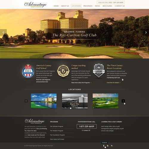 Home page redesign for Luxury Golf School