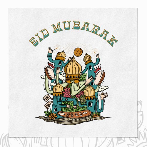 Eid Mubarak | Contemporary Islamic Festival Illustration & Merchandise