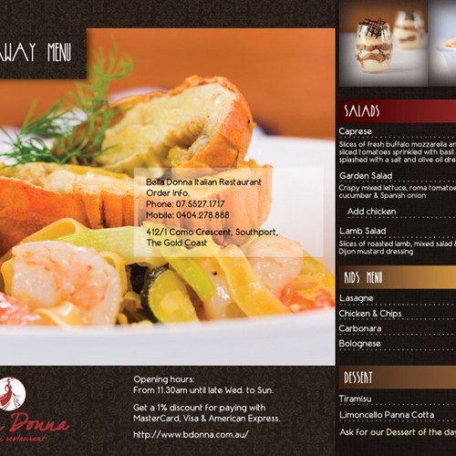 Help Bella Donna Italian restaurant with a new brochure design