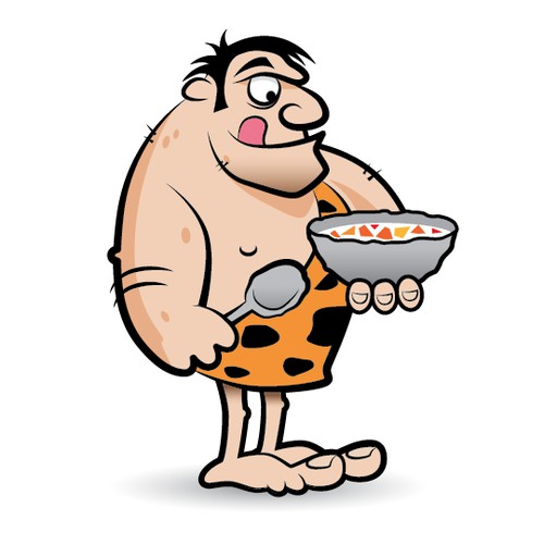 Create a Caveman or Cavewoman cooking a pizza over a wood fire!