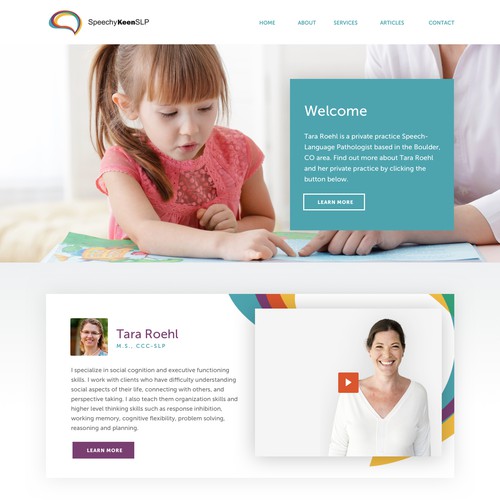 Homepage design for Speech therapy consultant