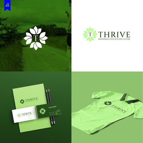 Thrive logo and branding design