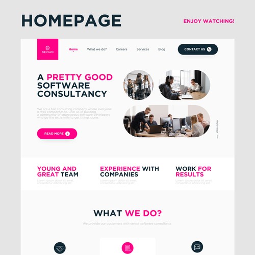 Landing page design for company