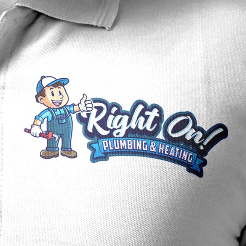 Right On! Plumbing Mascot Logo