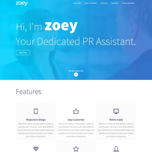 Landing Page entry for Zoey